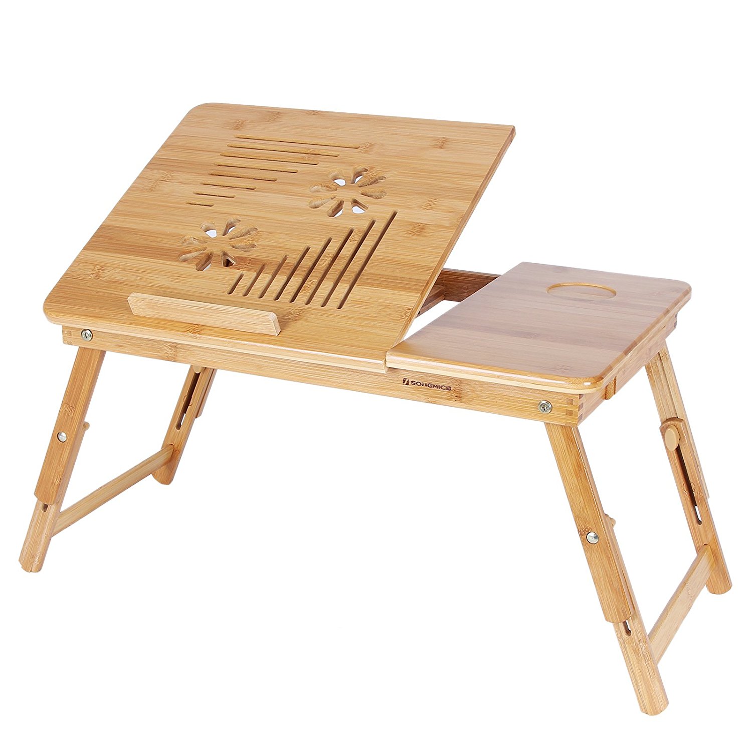 Table de lit pliable en bambou pour PC portable